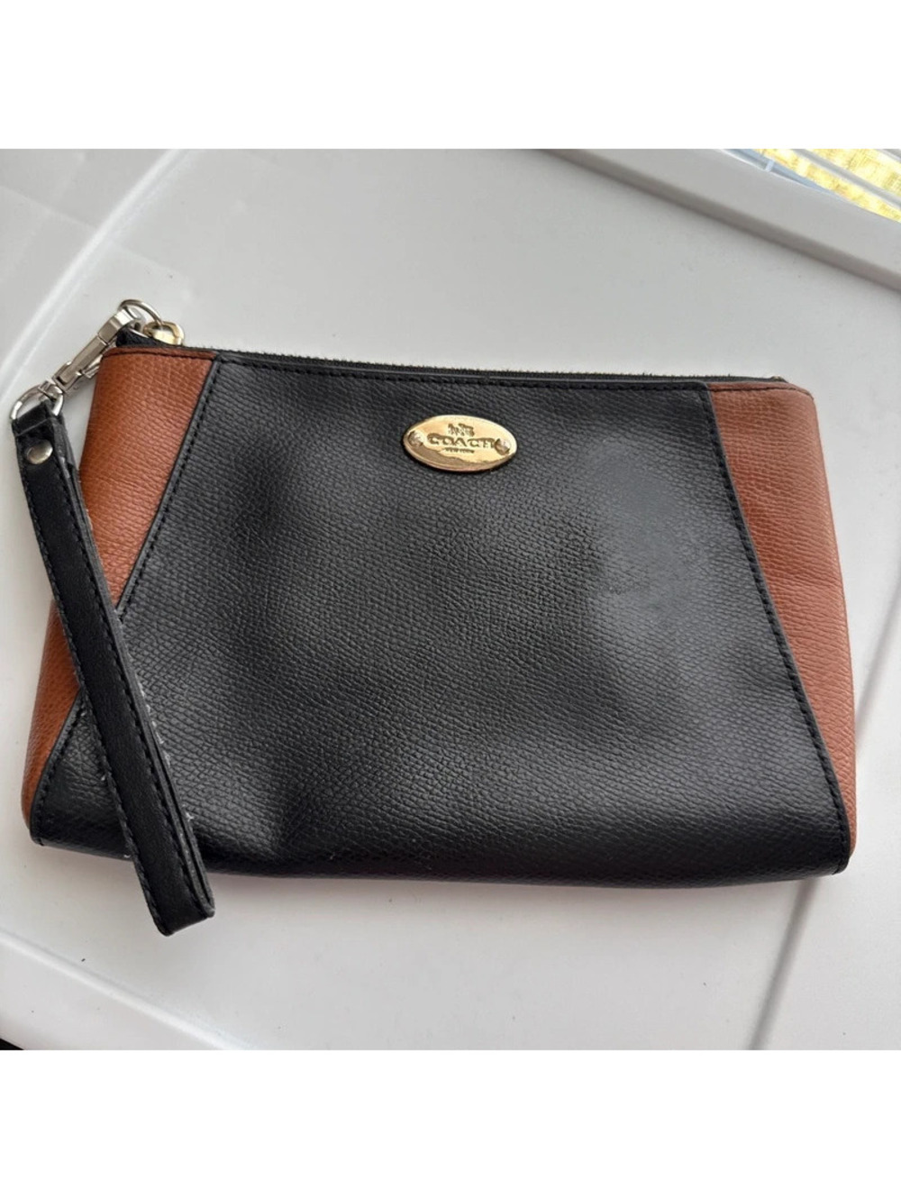 Coach Morgan Clutch Leather Wristlet Black/Brown